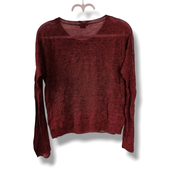 Theory Lightweight Knit Top In Heather Navy/Red Combo Size Small $220 - Picture 3 of 6